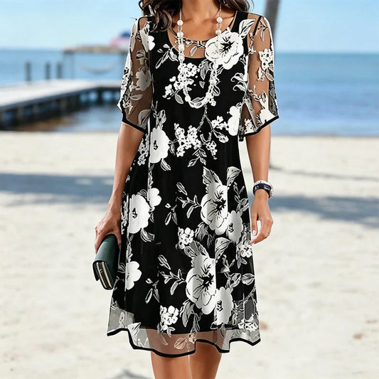 Fernanda - Vestido de gasa floral elegante