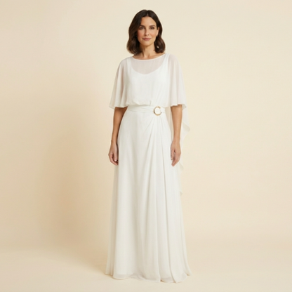 Olga - Conjunto elegante con mangas capa y pantalón fluido