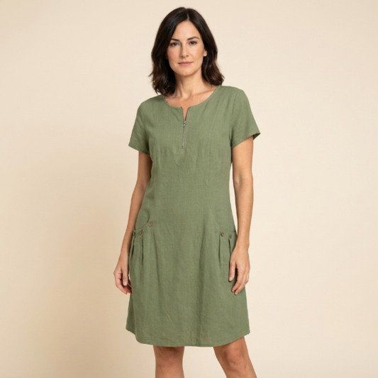 Rocío - Vestido con cremallera y bolsillos con botones