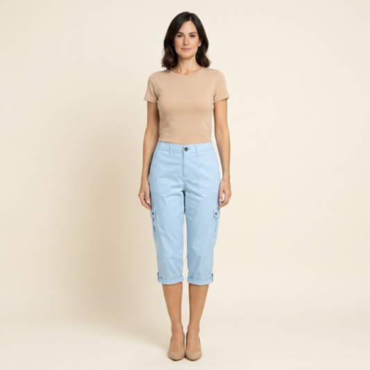 Inés - Pantalón corto casual elástico con bolsillos