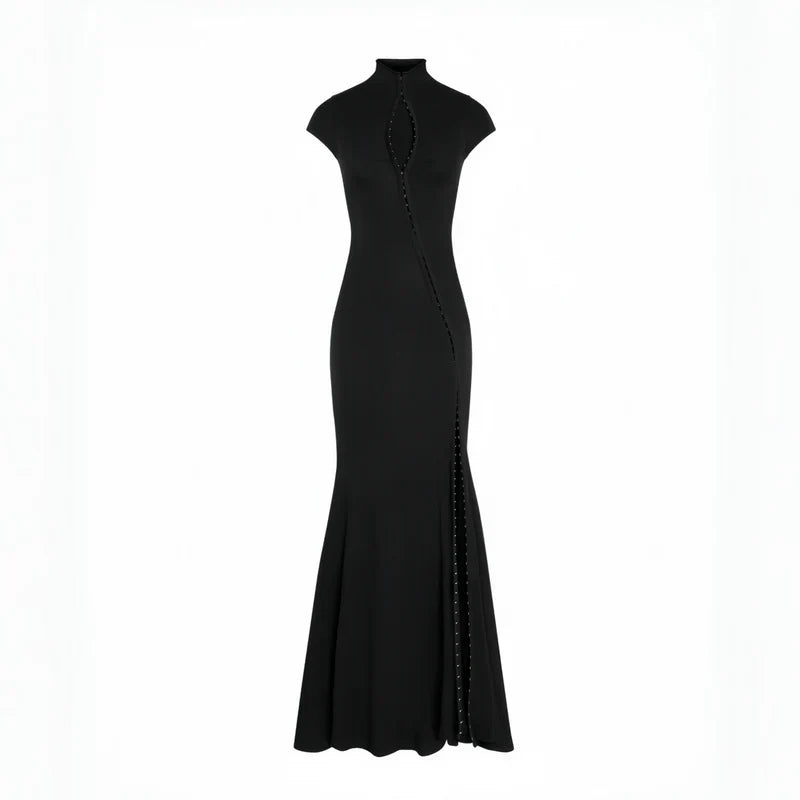 Zaira - Vestido maxi negro con abertura