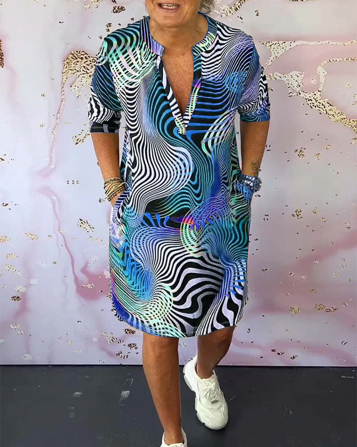 Ona - Vestido colorido con cuello en V