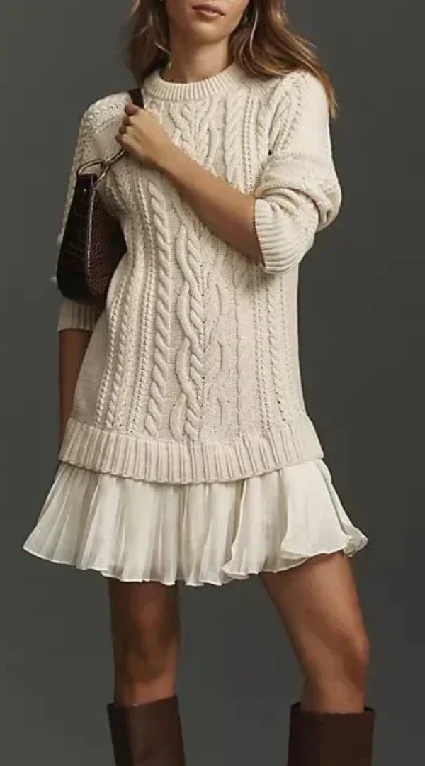 Penélope - Vestido de punto con falda plisada
