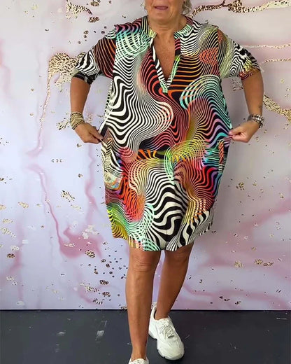 Ona - Vestido colorido con cuello en V
