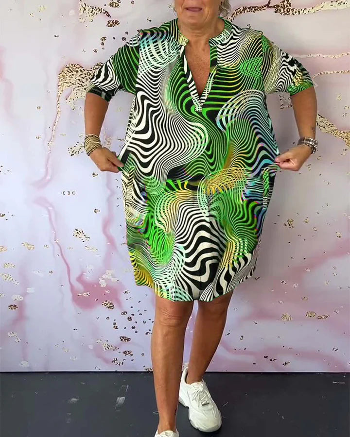 Ona - Vestido colorido con cuello en V