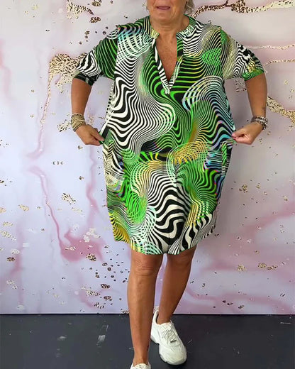 Ona - Vestido colorido con cuello en V