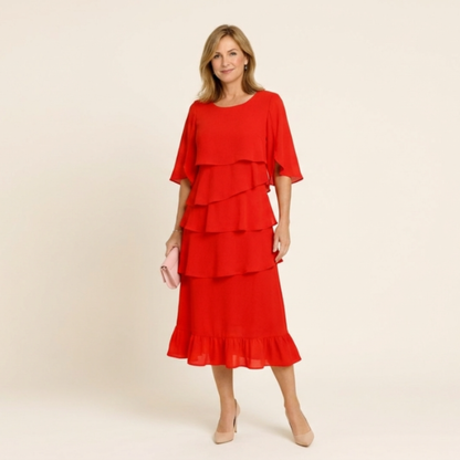 Macarena - Vestido elegante con mangas de volantes en capas