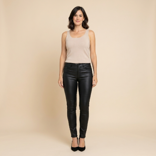 Victoria - Pantalones ajustados efecto piel de cintura alta