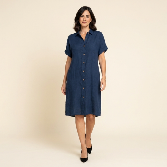 Daniela - Vestido camisero de manga corta