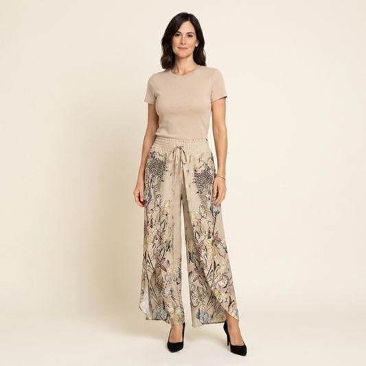 Samira - Pantalón fluido estampado con cordón ajustable