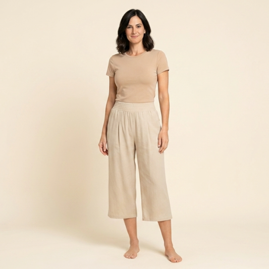 Abril - Pantalones capri ligeros con cintura elástica