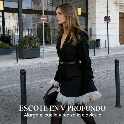 Pía - Vestido blazer con ribete de encaje