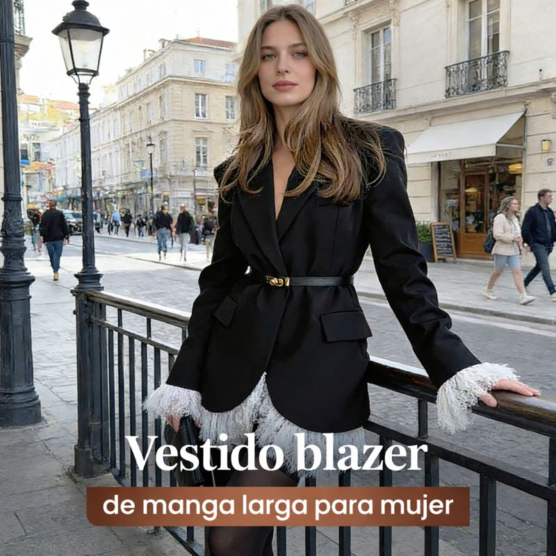 Pía - Vestido blazer con ribete de encaje