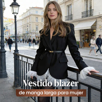 Pía - Vestido blazer con ribete de encaje