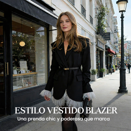 Pía - Vestido blazer con ribete de encaje