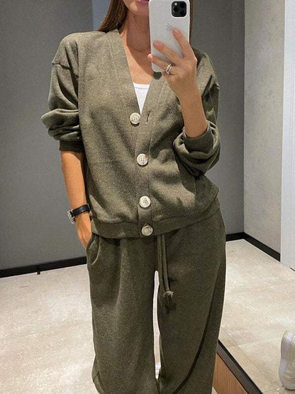 Amelia - Conjunto de cárdigan y pantalón de punto