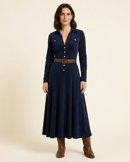 Kira - Vestido largo efecto ante