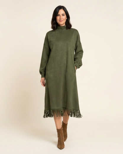 Tania - Vestido fluido de ante sintético