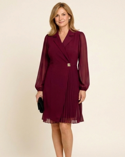 Nadia - Vestido con solapas y diseño plisado