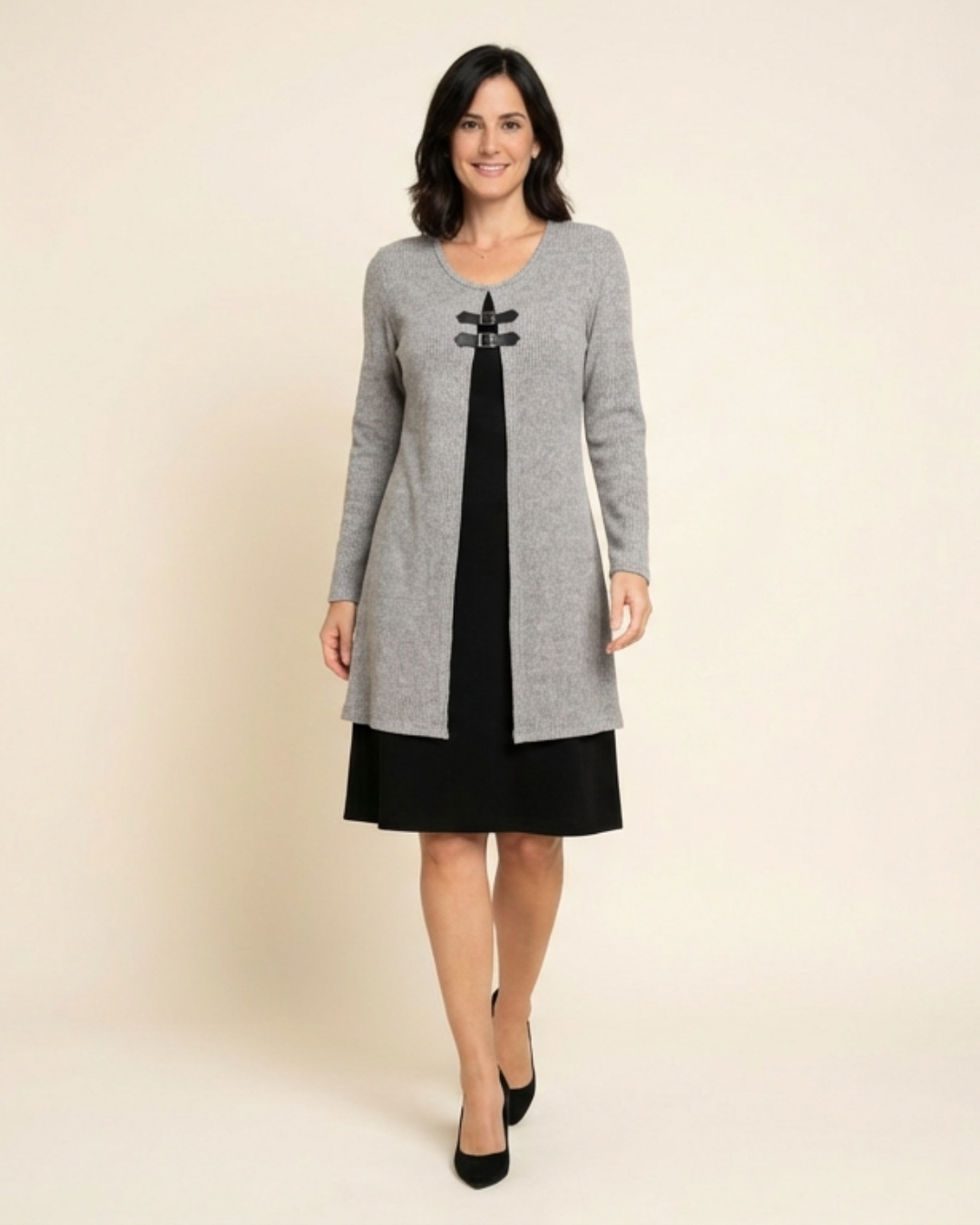 Nuria - Vestido en línea A con efecto dos piezas