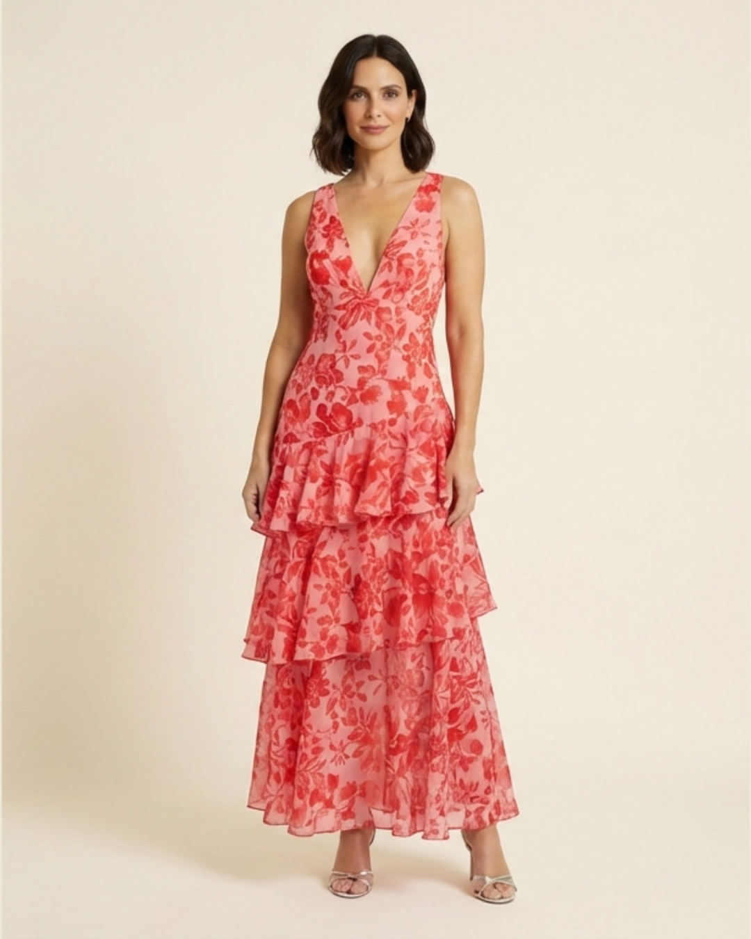 Paloma - Vestido largo floral con volantes