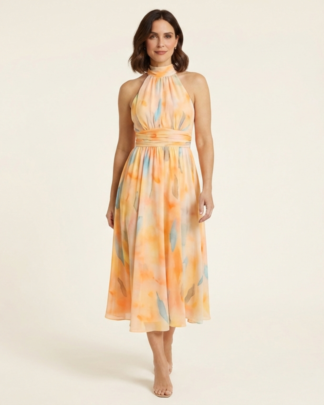 Consuelo - Vestido largo con estampado acuarela