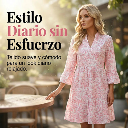 Gloria - Vestido con escote en V y estampado