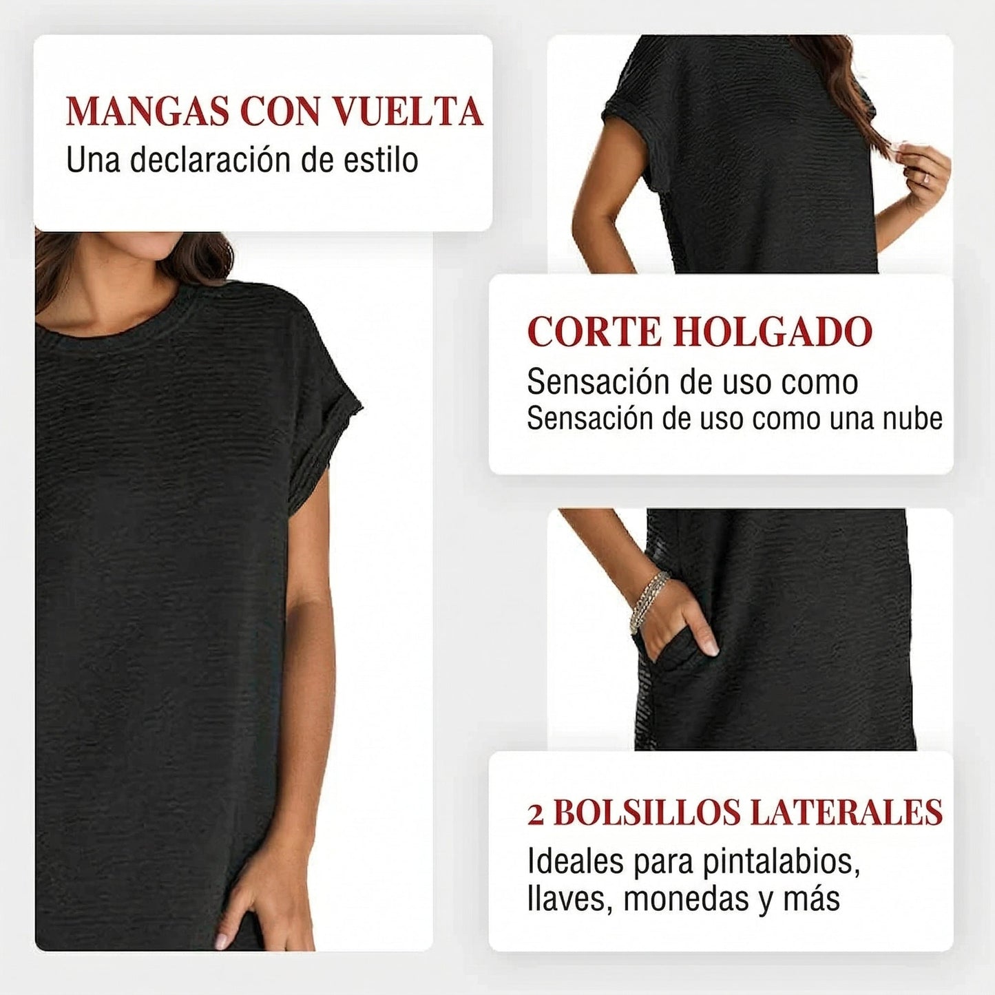 Gemma - Vestido de corte holgado con bolsillos