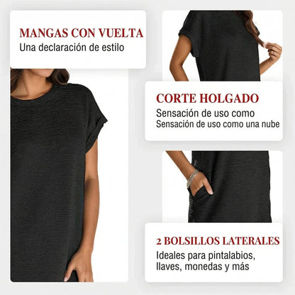 Gemma - Vestido de corte holgado con bolsillos