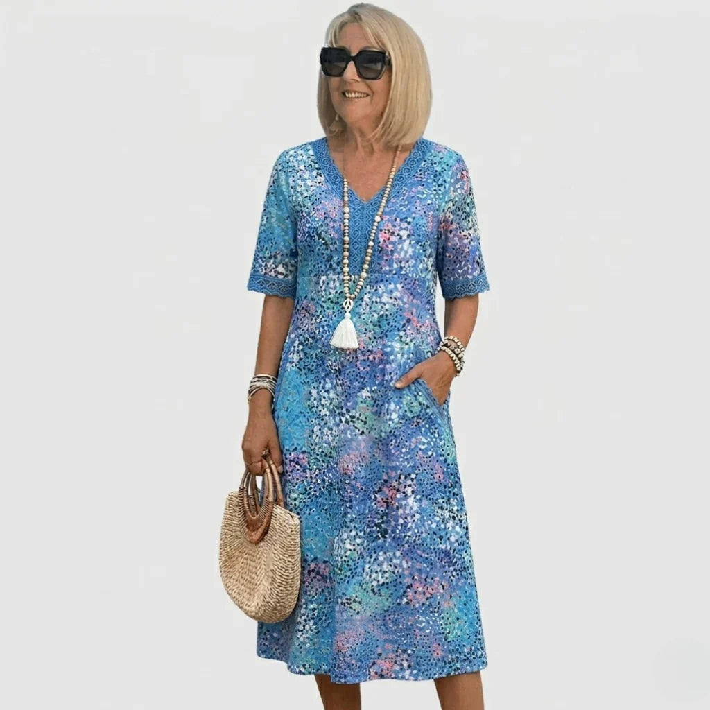 Josefina - Vestido midi veraniego con estampado oceánico