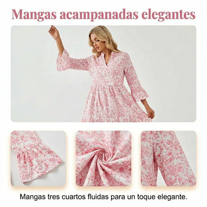 Gloria - Vestido con escote en V y estampado