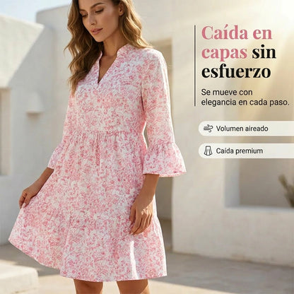 Gloria - Vestido con escote en V y estampado