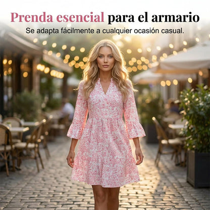 Gloria - Vestido con escote en V y estampado