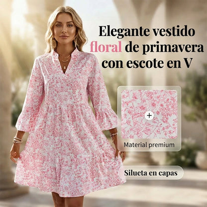 Gloria - Vestido con escote en V y estampado