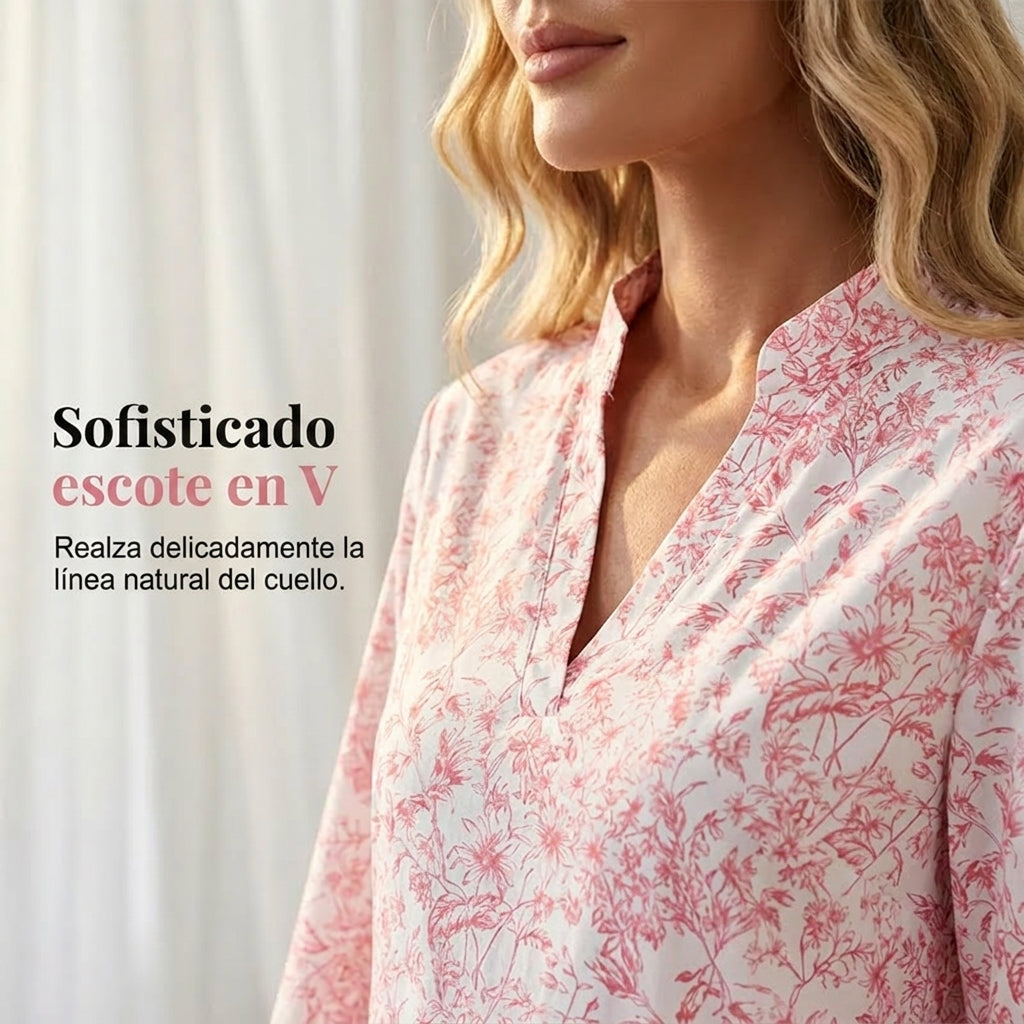 Gloria - Vestido con escote en V y estampado
