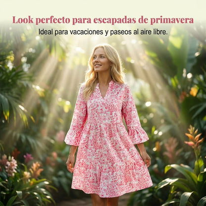 Gloria - Vestido con escote en V y estampado