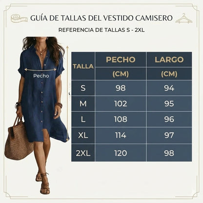 Daniela - Vestido camisero de manga corta
