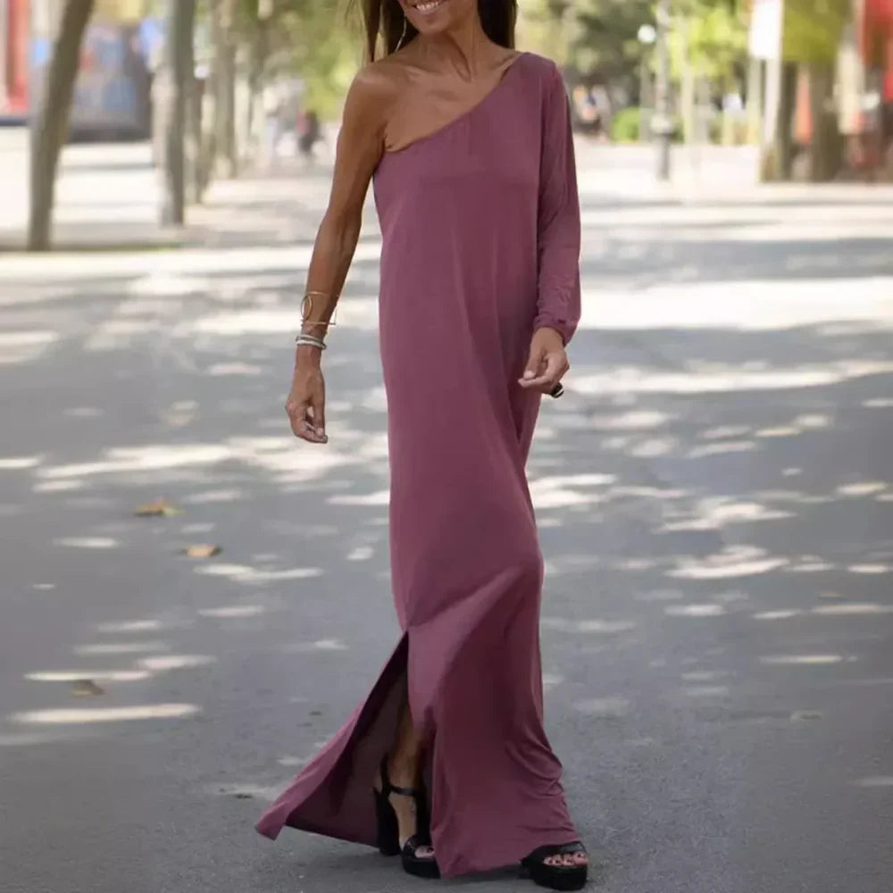 Lorena - Vestido de un solo hombro y corte holgado
