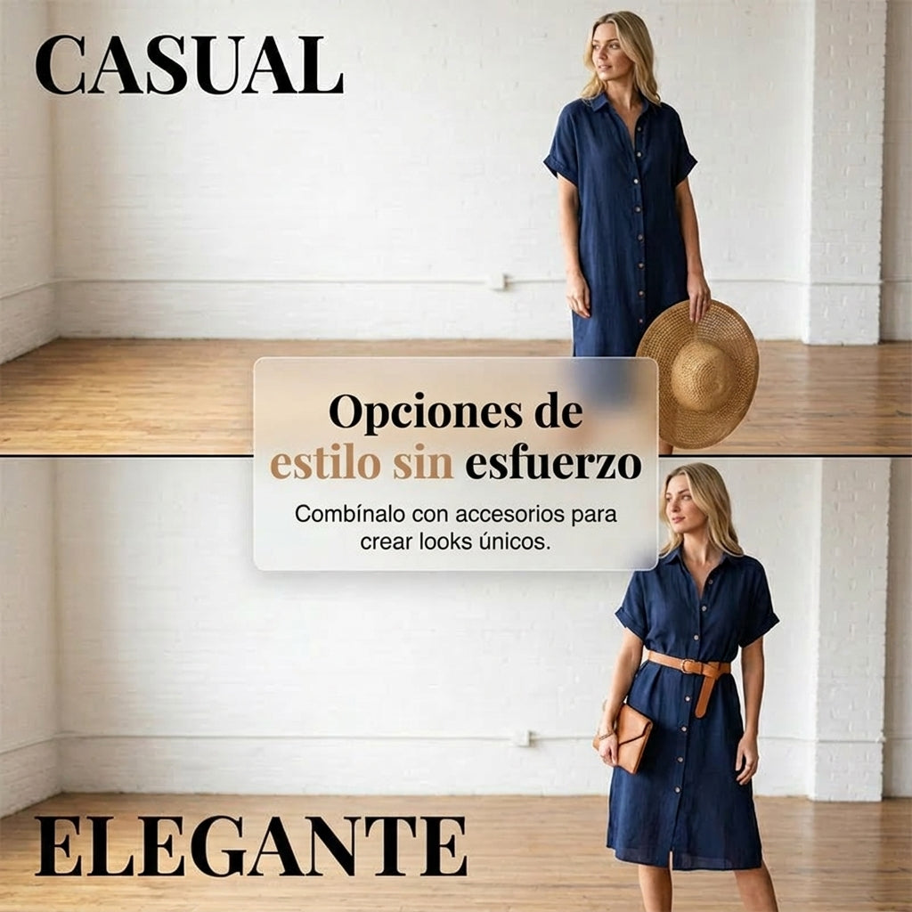 Daniela - Vestido camisero de manga corta