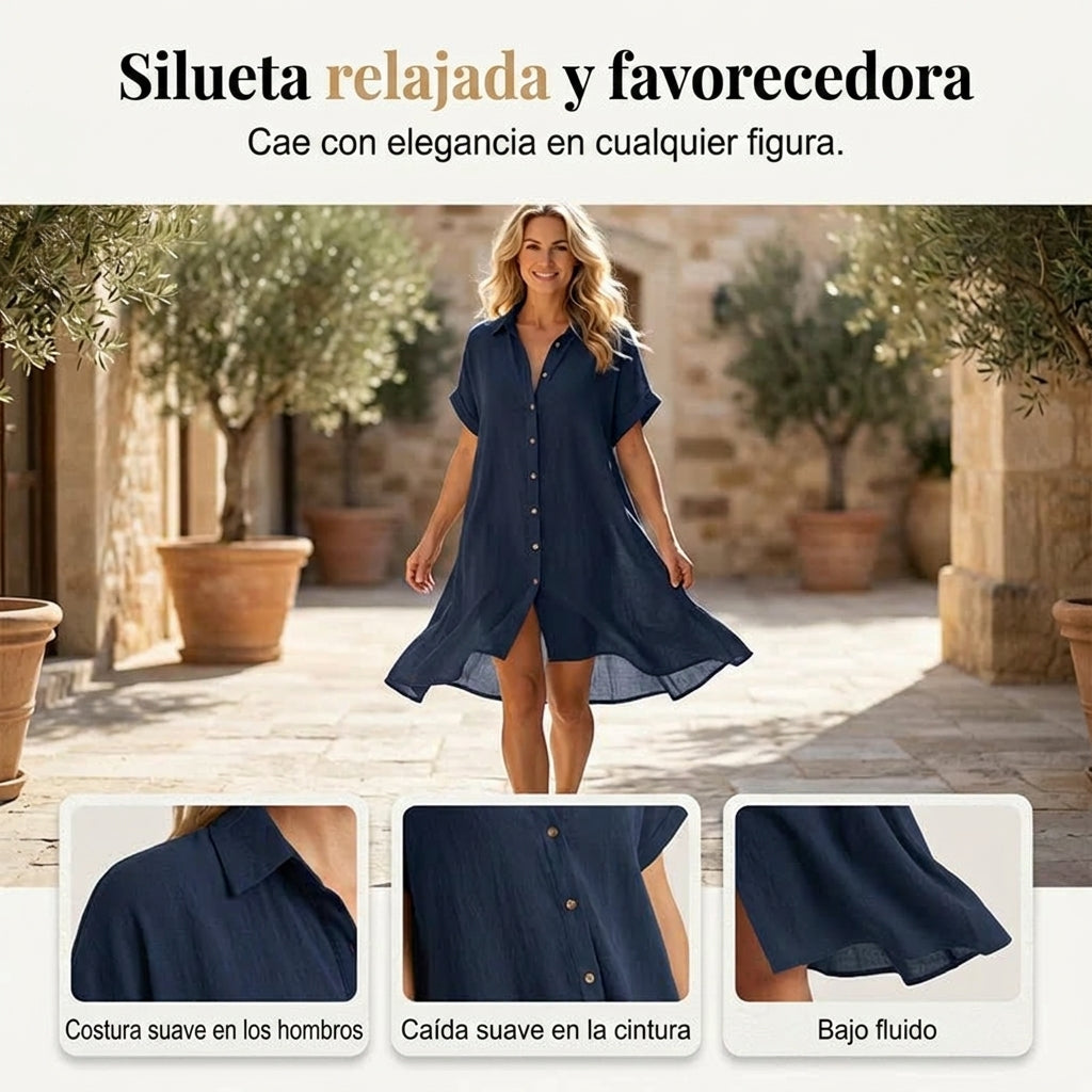 Daniela - Vestido camisero de manga corta