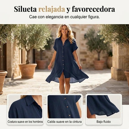 Daniela - Vestido camisero de manga corta