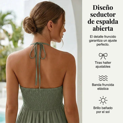 Adriana - Vestido largo con cuello halter y espalda descubierta