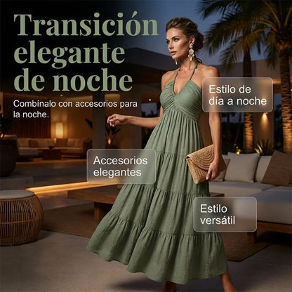 Adriana - Vestido largo con cuello halter y espalda descubierta