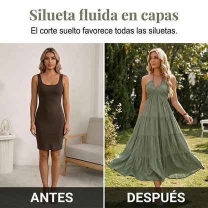 Adriana - Vestido largo con cuello halter y espalda descubierta