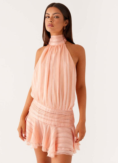 Blanca - Mini vestido casual con escote halter
