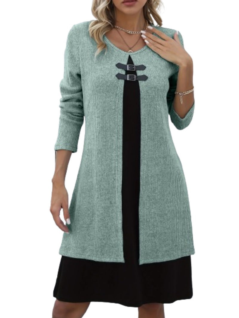 Nuria - Vestido en línea A con efecto dos piezas