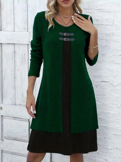Nuria - Vestido en línea A con efecto dos piezas