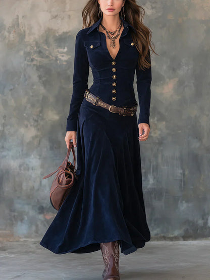 Kira - Vestido largo efecto ante
