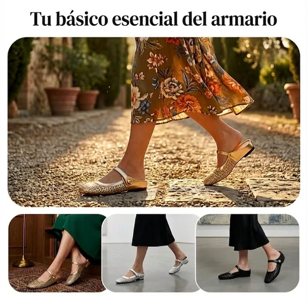 Maite - Mules de tejido trenzado con punta cuadrada y cierre Mary Jane