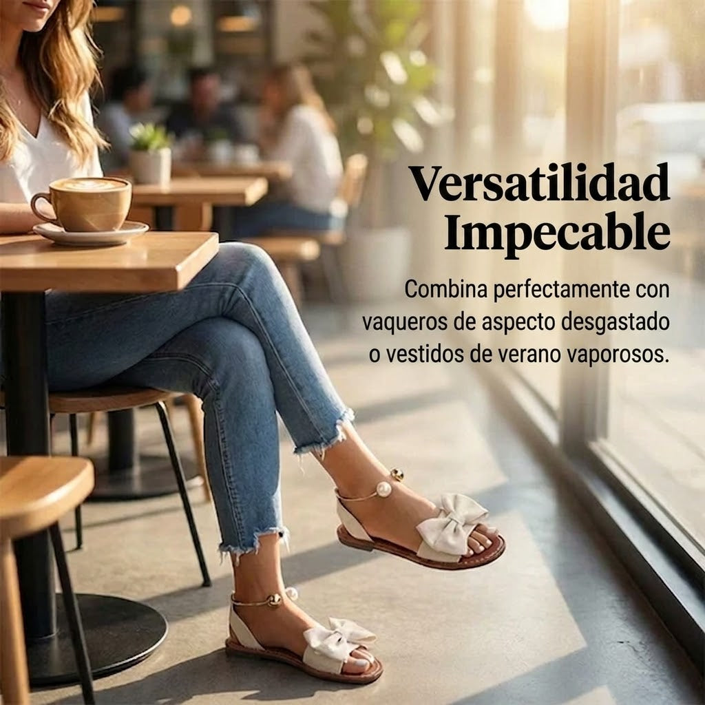 Liora - Sandalias de tiras elegantes con detalle de perla